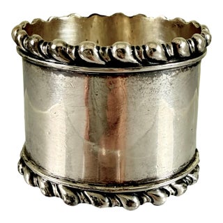 Sterling Silver Wide Napkin Ring – Scroll Banded For Sale