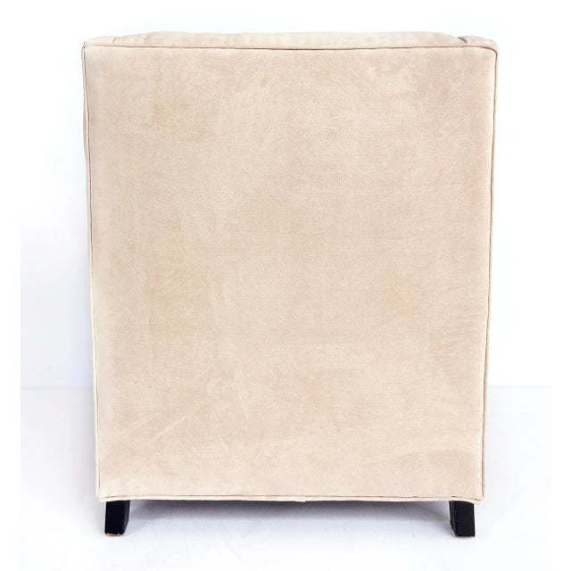 Wood 1940s Mid-Century Modern Club Chairs, Ultrasuede Upholstery, Loose Seat Cushions For Sale - Image 7 of 11