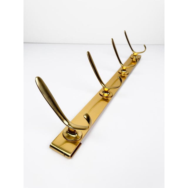 Gold Mid-Century Gilt Metal Wall Coat Rack with 4 Hooks, 1960s For Sale - Image 8 of 18