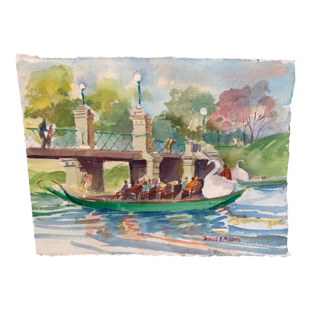 "Swan Boats" Watercolor by Patricia McCarthy For Sale