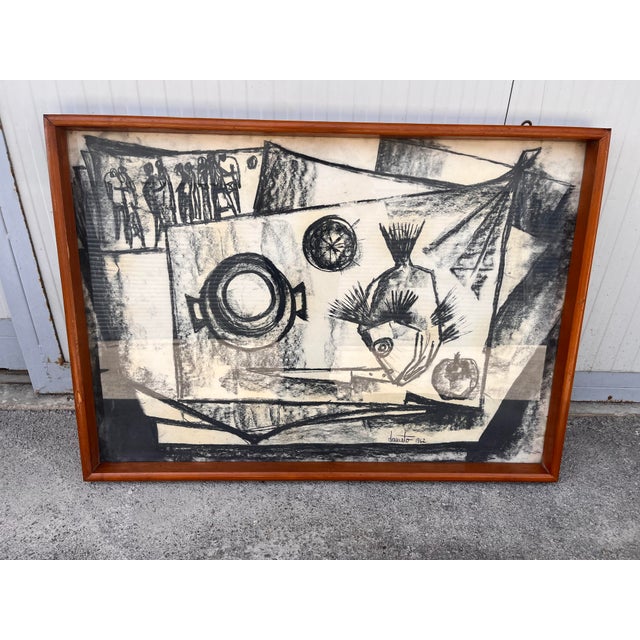 Dario D'amato, Work, 1962, Charcoal on Paper For Sale - Image 3 of 10