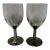Vintage French Smoked Glass Wine Goblets | Unmarked Mid Century Modern Gray Stemware | Set of Two | Sherry Cordial Aperitif For Sale