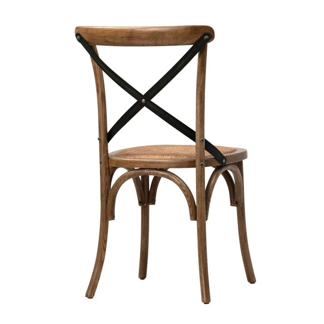 Black X Oak & Rattan Dining Chair For Sale - Image 4 of 6