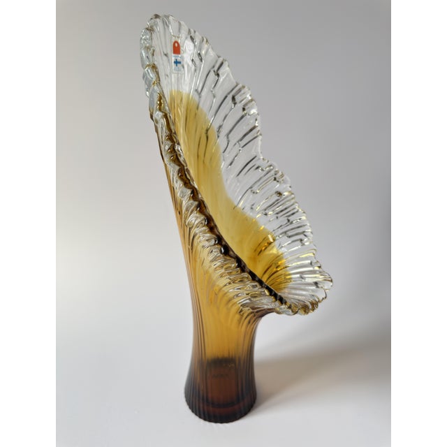 Large Scandinavian Sculptural Art Glass Vase by Tauno Wirkkala for Humppila, 1970s For Sale - Image 14 of 17