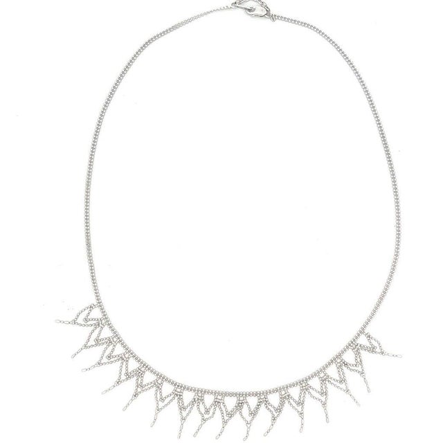 Contemporary Gold Necklace Fringe Bead 14k White Dangle Drip Style For Sale - Image 3 of 5