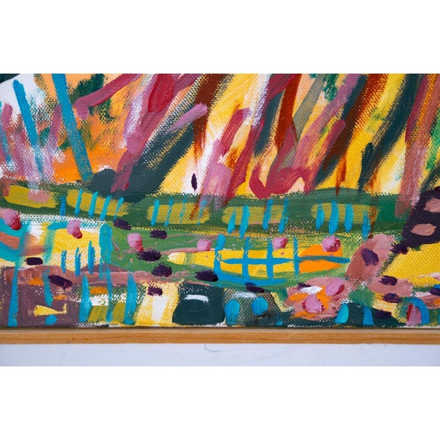 Textile Alan Watson Conflagration Abstract Surrealism Oil Painting on Canvas Framed 1986 For Sale - Image 7 of 11