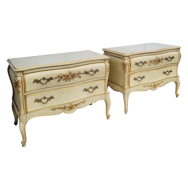 French 1970s French Louis XV Style Painted and Gilded Chests / Commodes by Dixon For Sale - Image 3 of 6