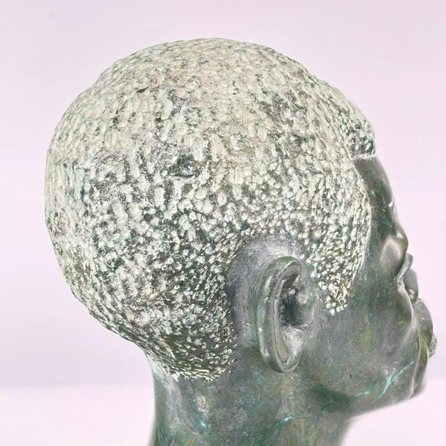 Stone Early 20th Century Verdite Male Bust Statue by Nicholas Tandi - MATTER COLLECTION For Sale - Image 7 of 10