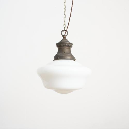 Vintage Opaline Glass Pendant Light, 1920s For Sale - Image 9 of 9
