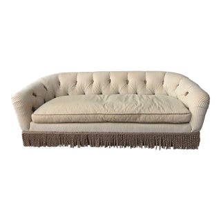 Custom Cream French-Style Tufted Down Sofa For Sale