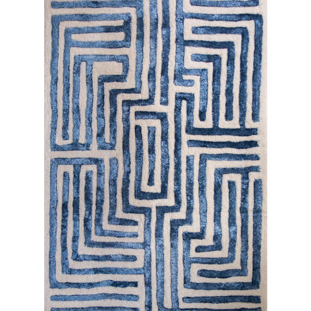Sample Knossos Maze Rug Sample, Blueberyy Blue, 12x12 For Sale - Image 4 of 4