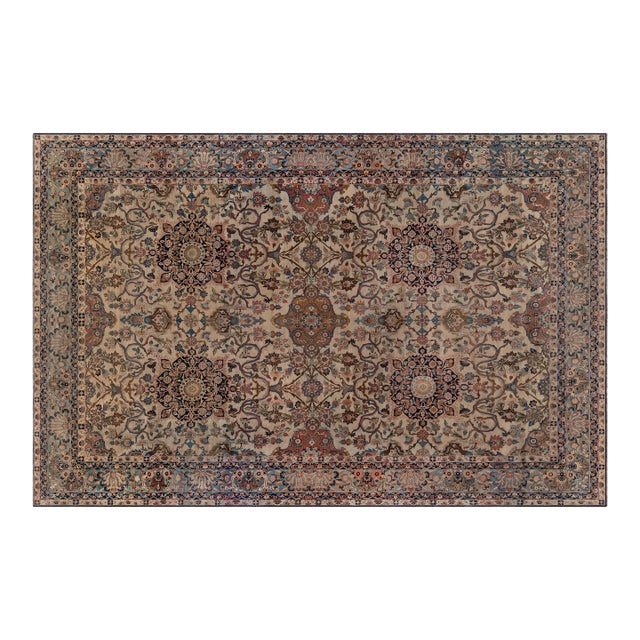 Authentic Vintage Persian Kirman Floral Handmade Wool Rug For Sale