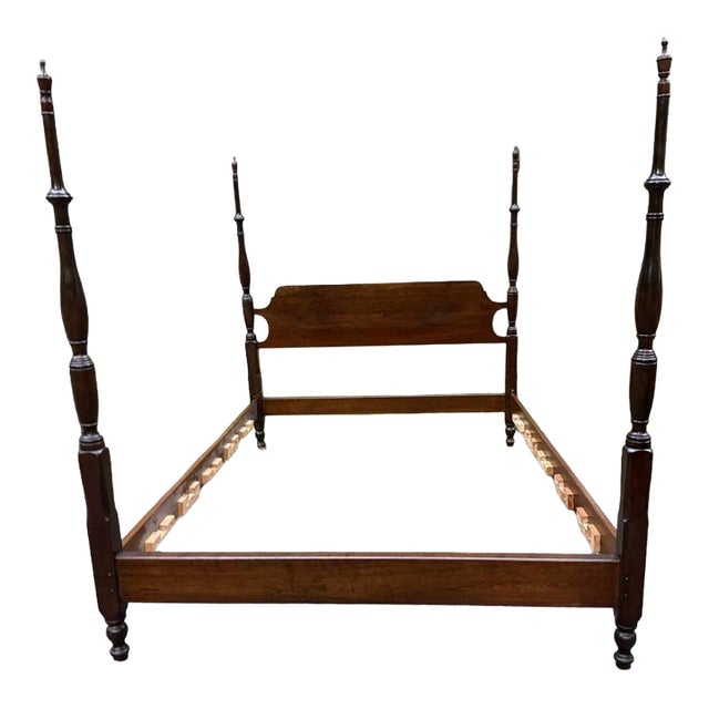 Vintage Stickley Federal Style 4 Poster Queen Size Bed Frame For Sale