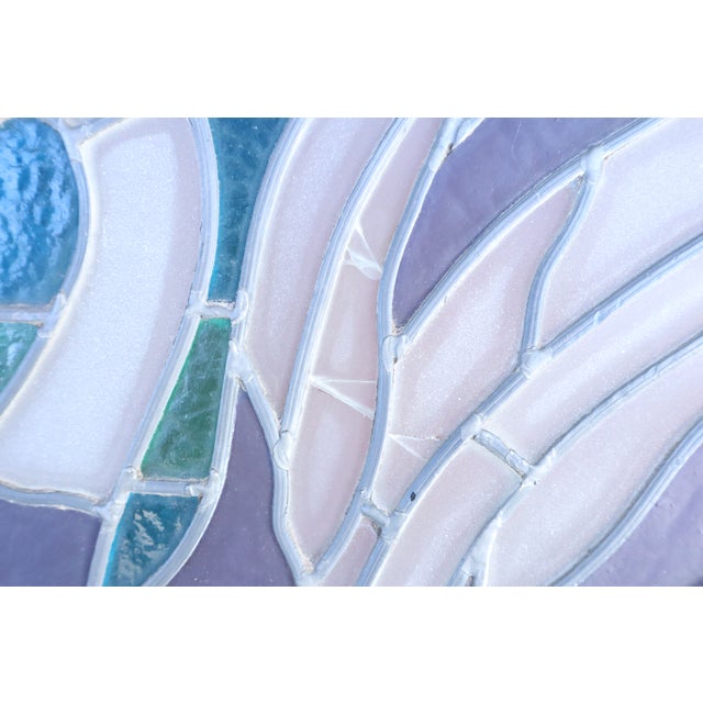 Art Nouveau Antique Stained Glass Two-Panel Swan Lake Scene in Metal Frame With Hanging Hardware For Sale - Image 3 of 8