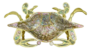 1960s Rare Los Castillo Taxco "Crab" Abalone & Brass Jewelry Box, Mexican Silversmith