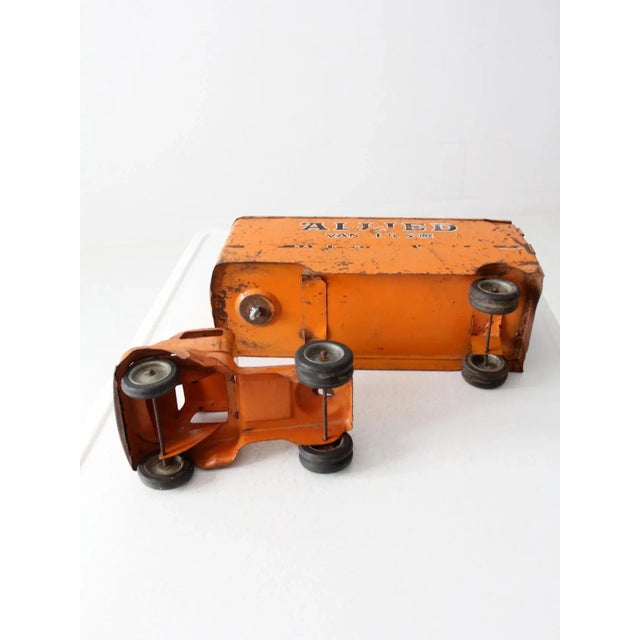 Orange Vintage 1950's Toy Truck Allied Van Lines For Sale - Image 8 of 9