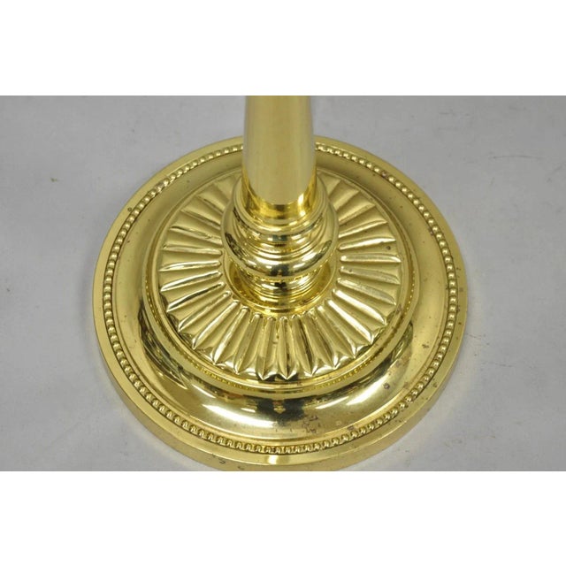 Vintage Traditional Polished Brass Swing Arm Reading Pole Floor Lamp W/ Shade For Sale - Image 9 of 12