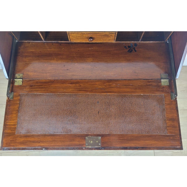 Brown Vintage Secretaire in Teak and Leather, 1930s For Sale - Image 8 of 18