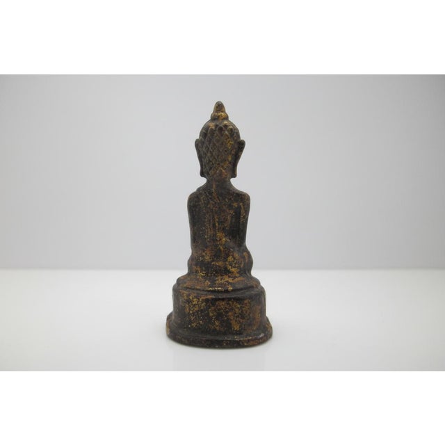 Thai Gilt Bronze Ayutthaya Seated Meditational Miniature Buddha Statue Figurine For Sale In Portland, OR - Image 6 of 7