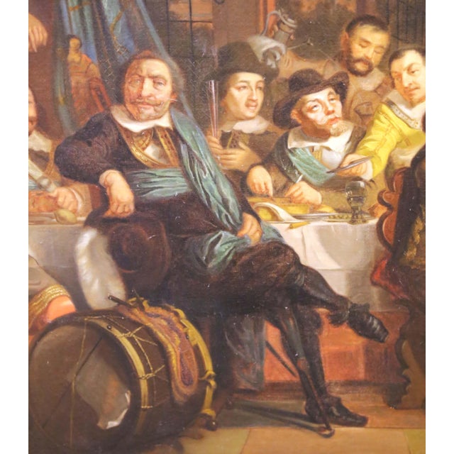 19th Century Dutch School Banquet Scene Oil Painting After Van Der Helst For Sale In Dallas - Image 6 of 15