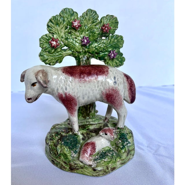Ceramic Antique Early 1800s English Walton Staffordshire Pearlware Sheep & Ram Figures - A Pair For Sale - Image 7 of 15