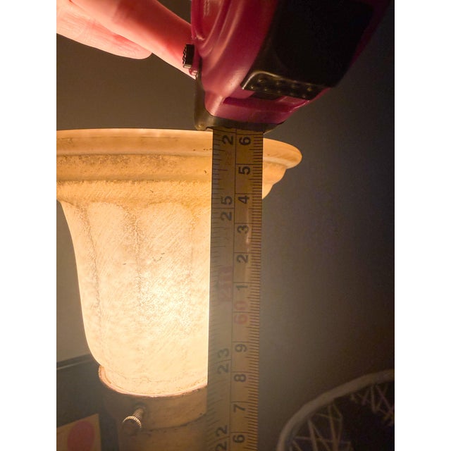 Vintage Art Deco Alabaster Lamp With Frosted Glass Shade. For Sale In Charleston - Image 6 of 9