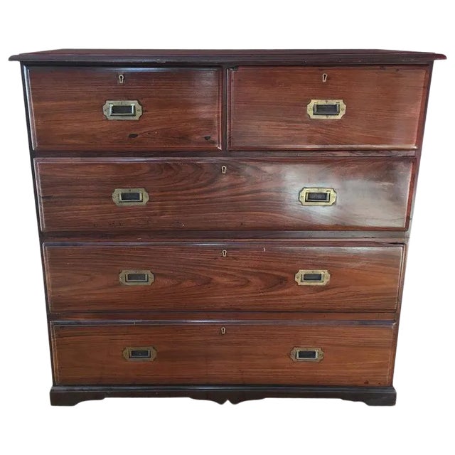 1900s British Campaign Rosewood Chest of Drawers For Sale