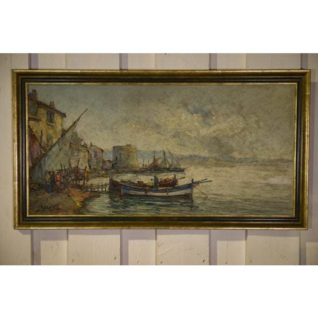 Maurice Barle, Impressionist Fishing Port, 20th Century, Painting on Wood, Framed For Sale - Image 4 of 8