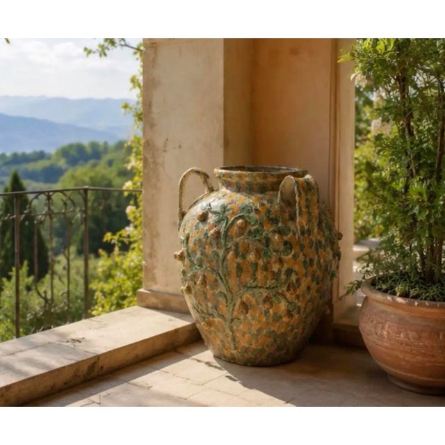 Vintage Italian Majolica Three-Armed Pear Planter Vase For Sale - Image 9 of 12
