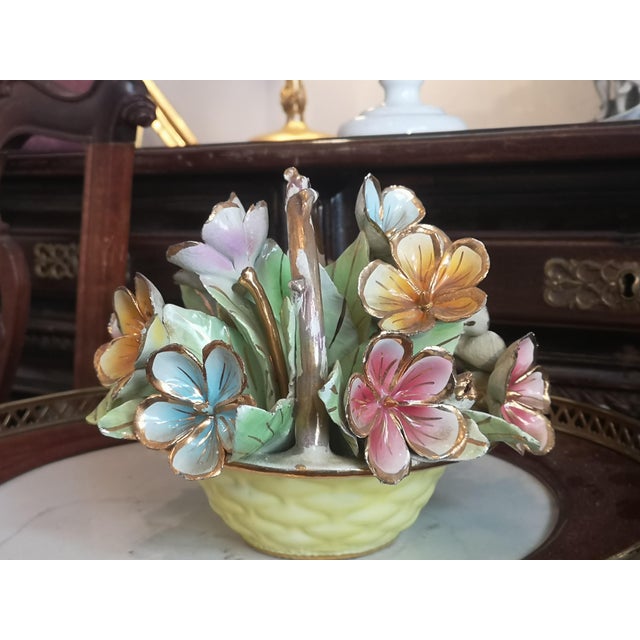 Porcelain flowers bouquet Flower basket Red flowers Yellow flowers White flowers Floral decor Flower vase Flower home...