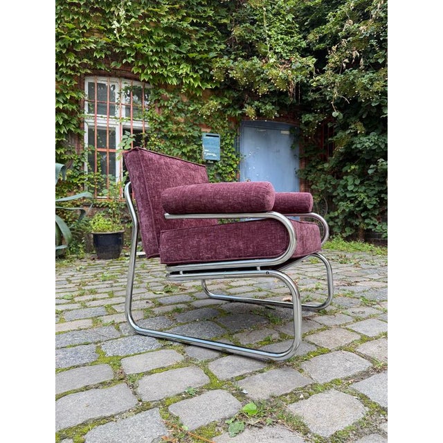 Halina Armchair in Purple Upholstered and Chrome Finish by Hellerau For Sale - Image 9 of 11