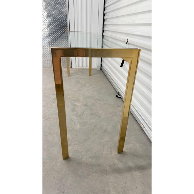 Milo Baughman Late 20th Century Brass and Glass Console Table in the Style of Milo Baughman For Sale - Image 4 of 11