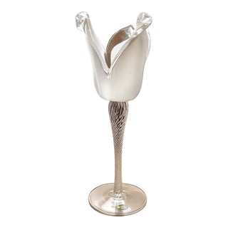 Elegant Hand-Blown Sculptural Tulip Form Art Glass For Sale