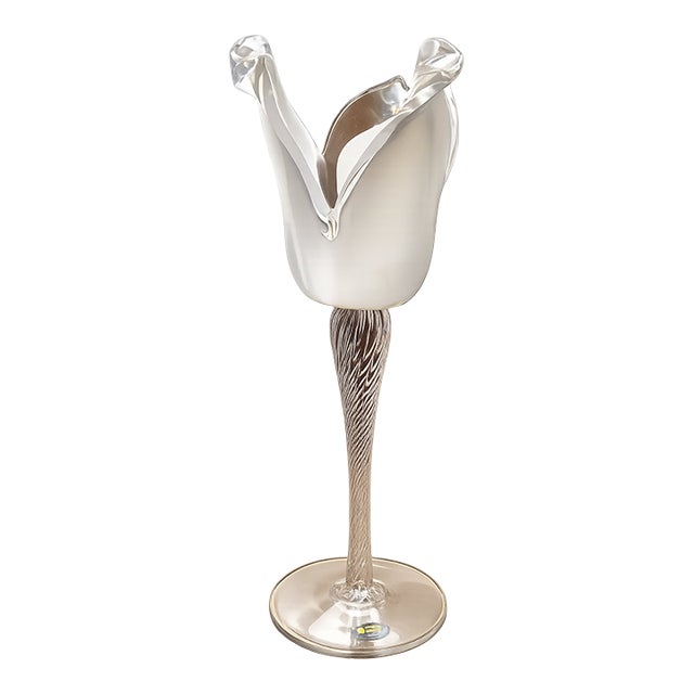 Elegant Hand-Blown Sculptural Tulip Form Art Glass For Sale
