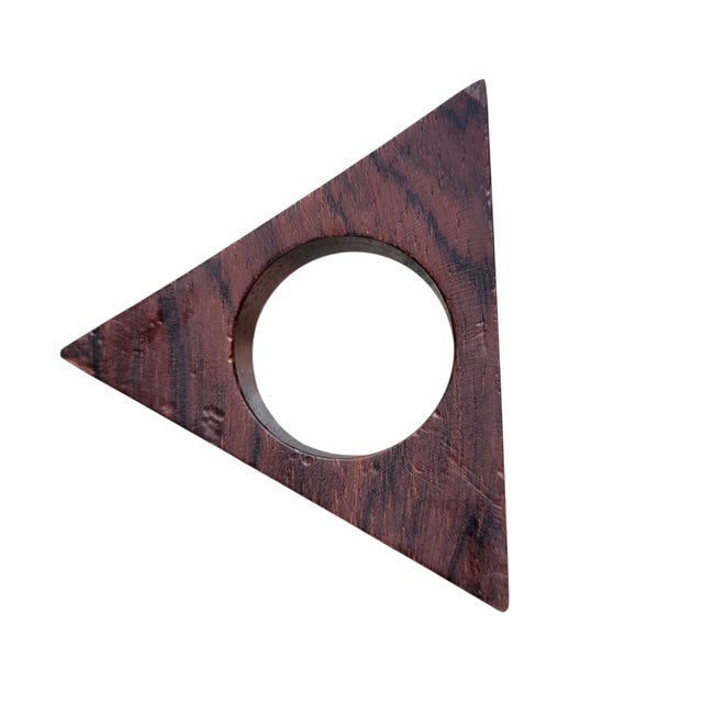 1960s 1960s Danish Modern Solid Rosewood Triangular Napkin Rings- Set of 6 For Sale - Image 5 of 16
