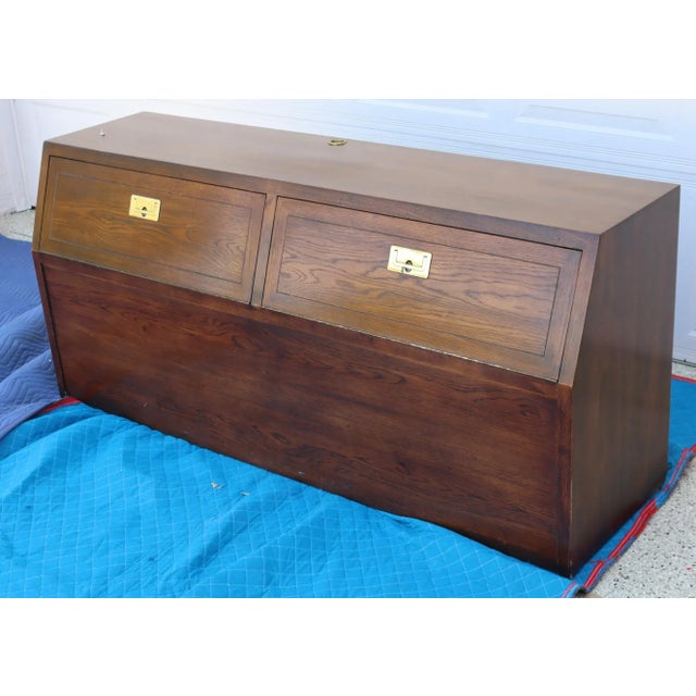 Wood 1980s Henredon Campaign Queen Size Headboard For Sale - Image 7 of 10