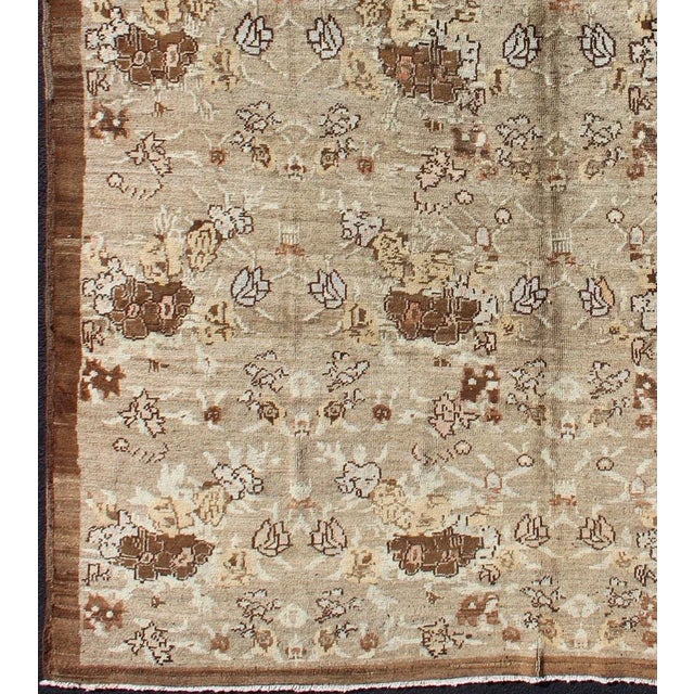 Tribal Antique Turkish Tulu Rug With Soft Beige, Warm Brown, and Cream Accents For Sale - Image 3 of 11