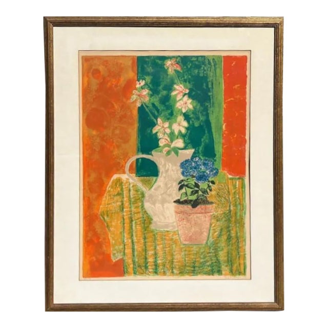 1970s Guy Bardone - Original Signed Lithograph - Flower and Vase Still Life For Sale
