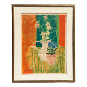 1970s Guy Bardone - Original Signed Lithograph - Flower and Vase Still Life