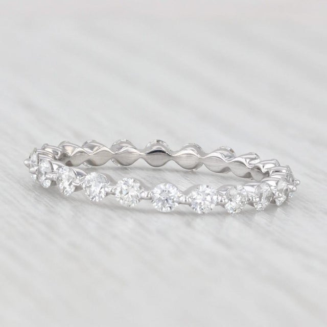 0.85ctw Diamond Eternity Wedding Band 14k White Gold Stackable Anniversary Ring, Size 6.25 For Sale In Greensboro - Image 6 of 8