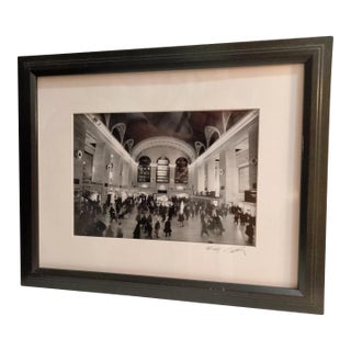 Vintage 1999, Black and White Matted and Framed Photograph Signed and Dated by the Photographer of Busy Grand Central Station New York City For Sale