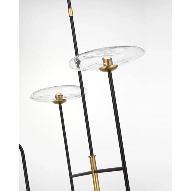 Ian K. Fowler for Visual Comfort Signature Calvino X-Large Arched Chandelier in Aged Iron & Hand-Rubbed Antique Brass with Clear Glass For Sale In Houston - Image 6 of 7