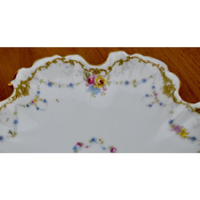 White Antique Ahrenfeldt Limoges Plate Richard Briggs Boston Floral Gold Scalloped For Sale - Image 8 of 13