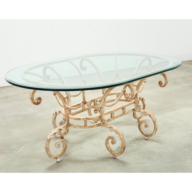 Mid 20th Century 20th Century Italian Regency Wrought Iron Garden Dining Table For Sale - Image 5 of 18