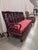 Vintage Chinese Rosewood Three-Seat Sofa With Hand-Carved Dragon Medallions and Red Silk Cushion For Sale In Seattle - Image 6 of 11