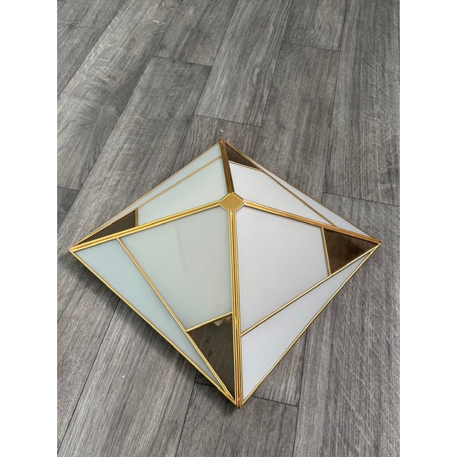1970s Vintage Pyramid Ceiling Lamp in Glass and Metal, 1970s For Sale - Image 5 of 12