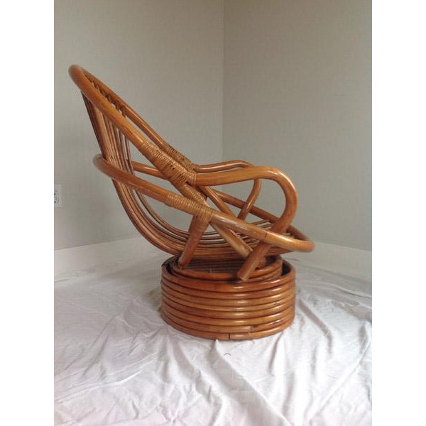 Vintage Rattan Bamboo Swivel Rocker Lounge Chair Chairish
