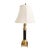Vintage Brass & Black Column Table Lamp With Square Base & New Ivory Shade For Sale