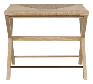 Matthew Izzo Home Conan Cerused Oak Stool With Woven Rushed Seat
