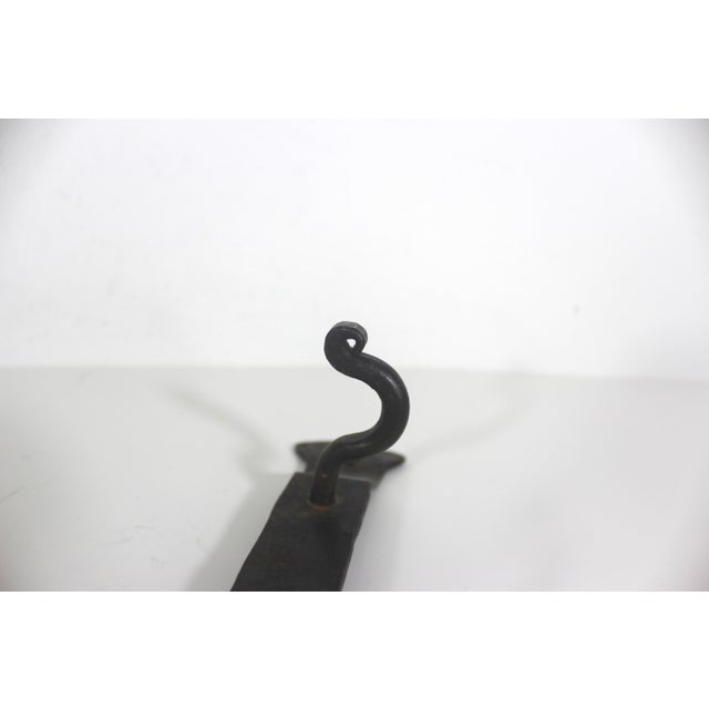 Metal Vintage Forged Iron Wall Rack With Hooks For Sale - Image 7 of 11